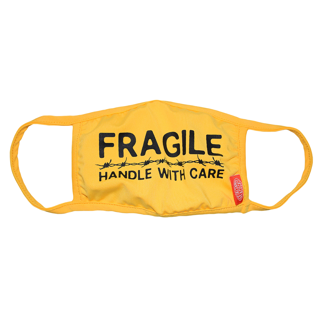Handle With Care Face Cover in Yellow - Petals and Peacocks