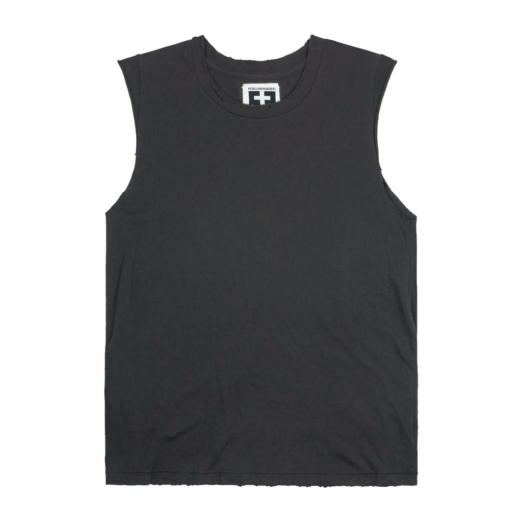 Destroyed Tank Top in Charcoal