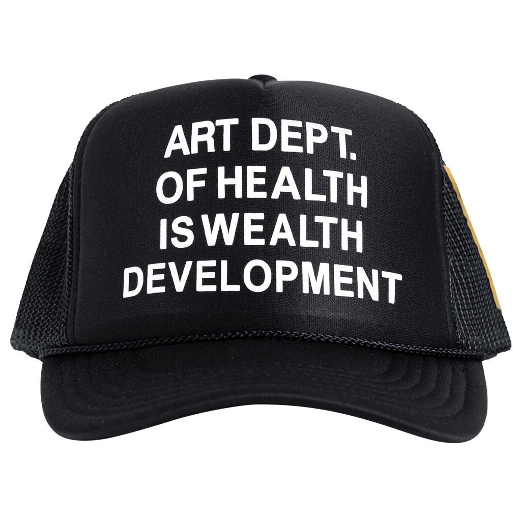 Health is Wealth Trucker Hat in Black