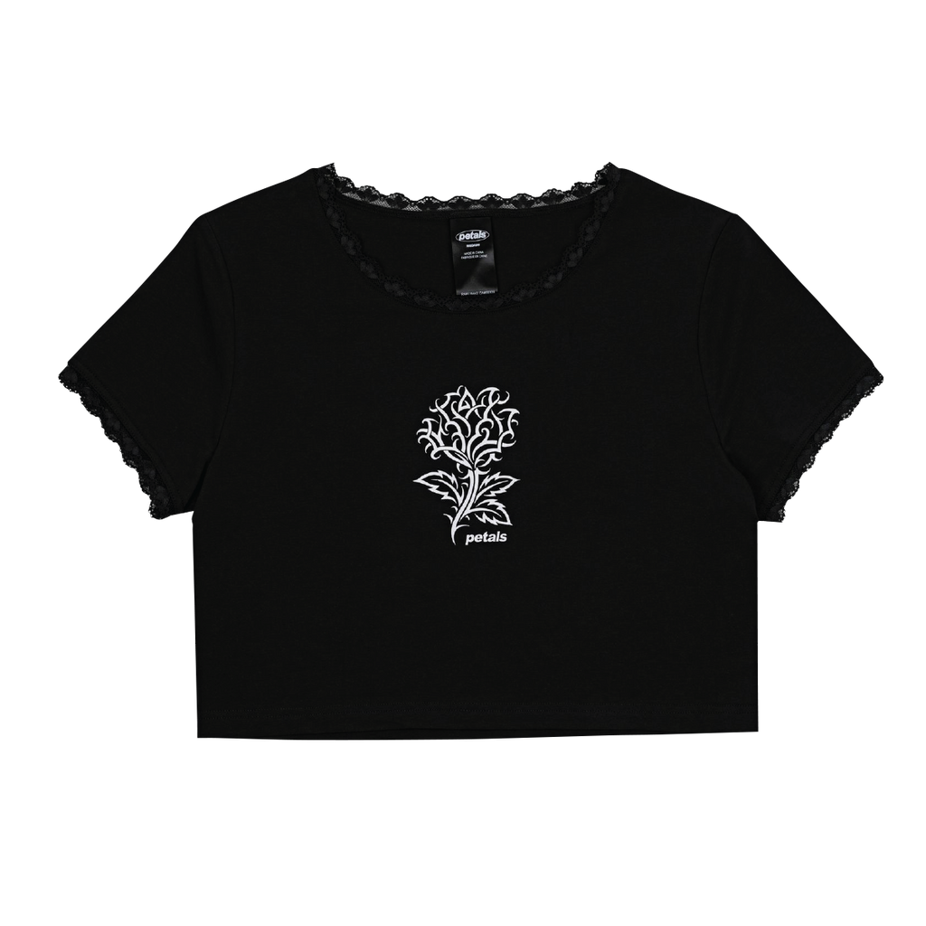 Barbed Rose Lace Crop Tee