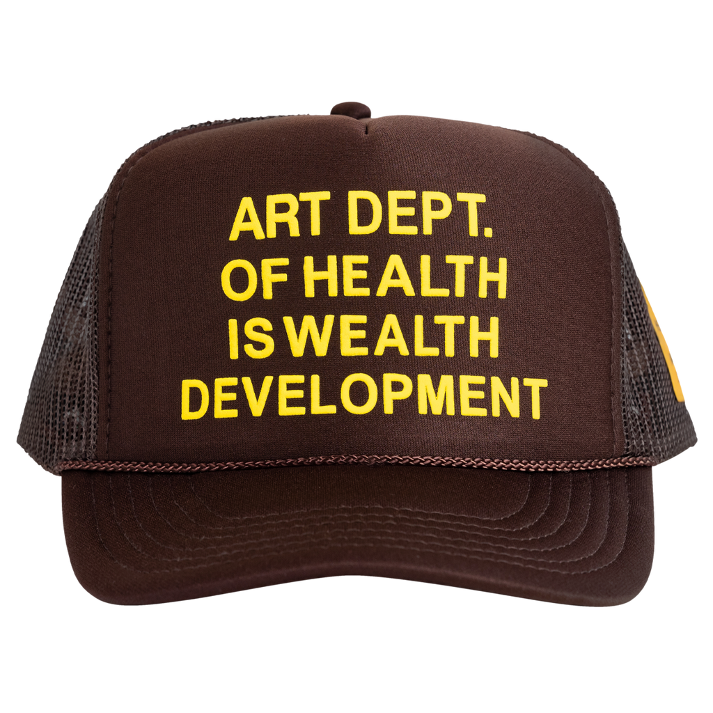 Health is Wealth Trucker Hat in Brown
