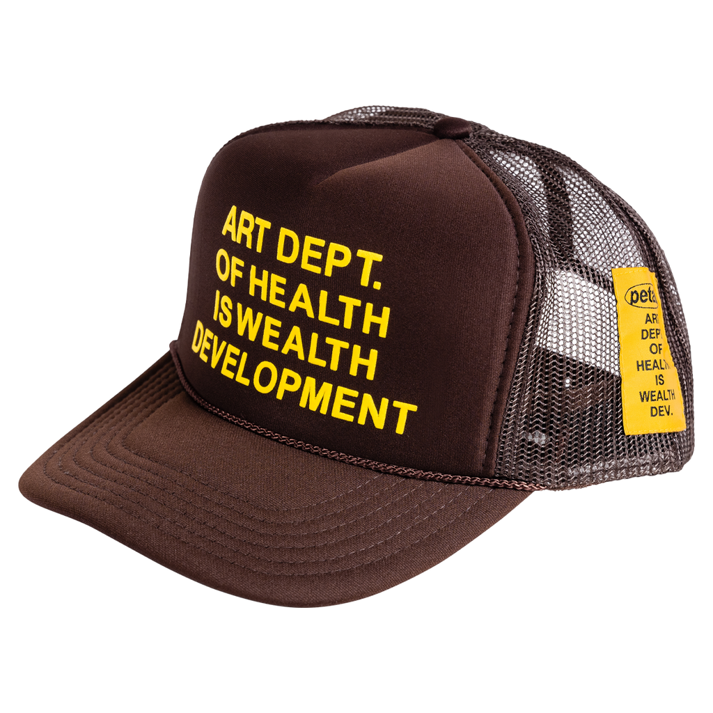 Health is Wealth Trucker Hat in Brown